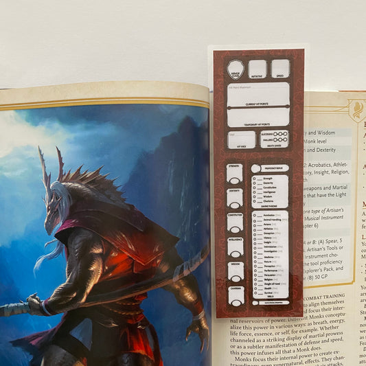 Dungeons & Dragons Bookmark – Character Sheet Design