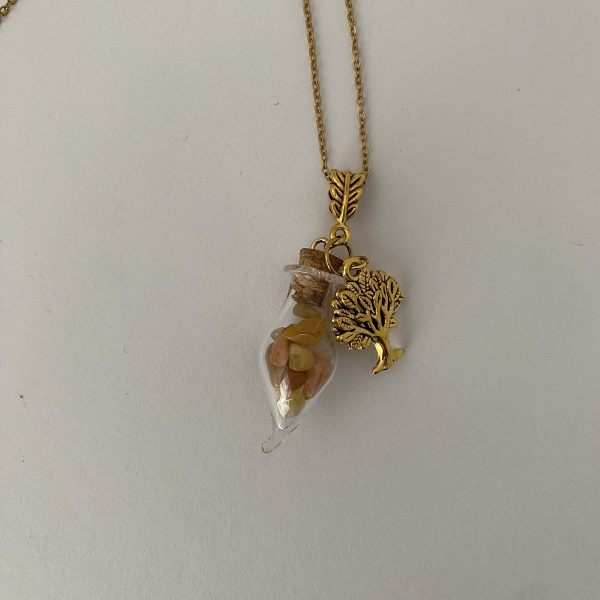 Glass Vial Necklace with Yellow Stones - Image 2