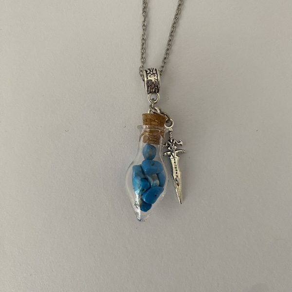 Glass Vial Necklace with Blue Stones - Image 2
