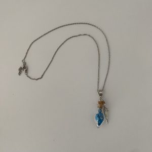 Glass Vial Necklace with Blue Stones