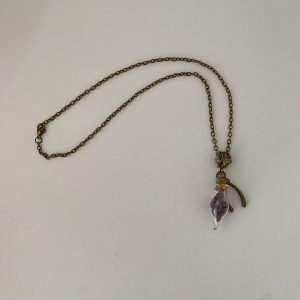 Glass Vial Necklace with Purple Stones