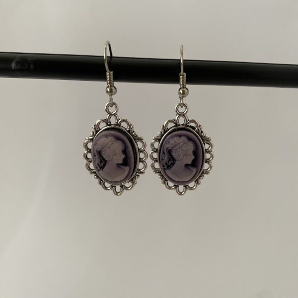 Purple Cameo Earrings - Image 2