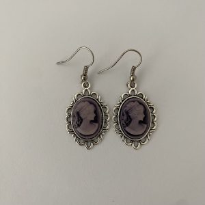 Purple Cameo Earrings