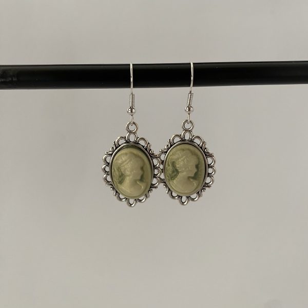 Green Cameo Earrings - Image 2