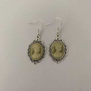 Green Cameo Earrings
