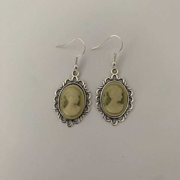 Green Cameo Earrings