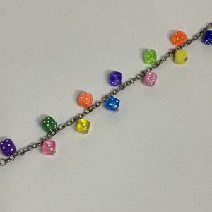 Handmade Dice Bracelet with Colourful Accents