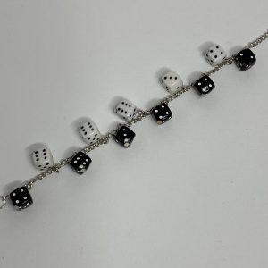 Handmade Dice Bracelet with Black/White Accents